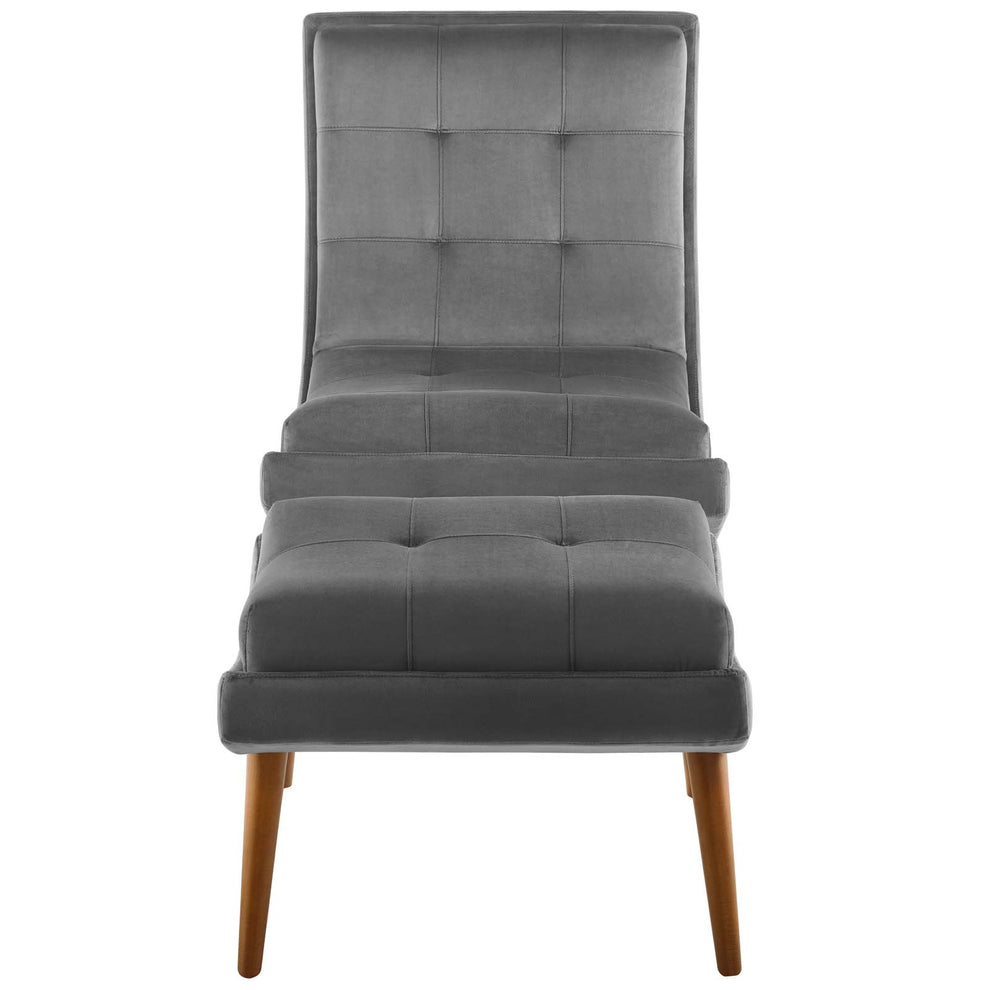 Modway Ramp Upholstered Performance Velvet Lounge Chair and Ottoman Set - EEI-3487 | Lounge Chairs | Modishstore - 2