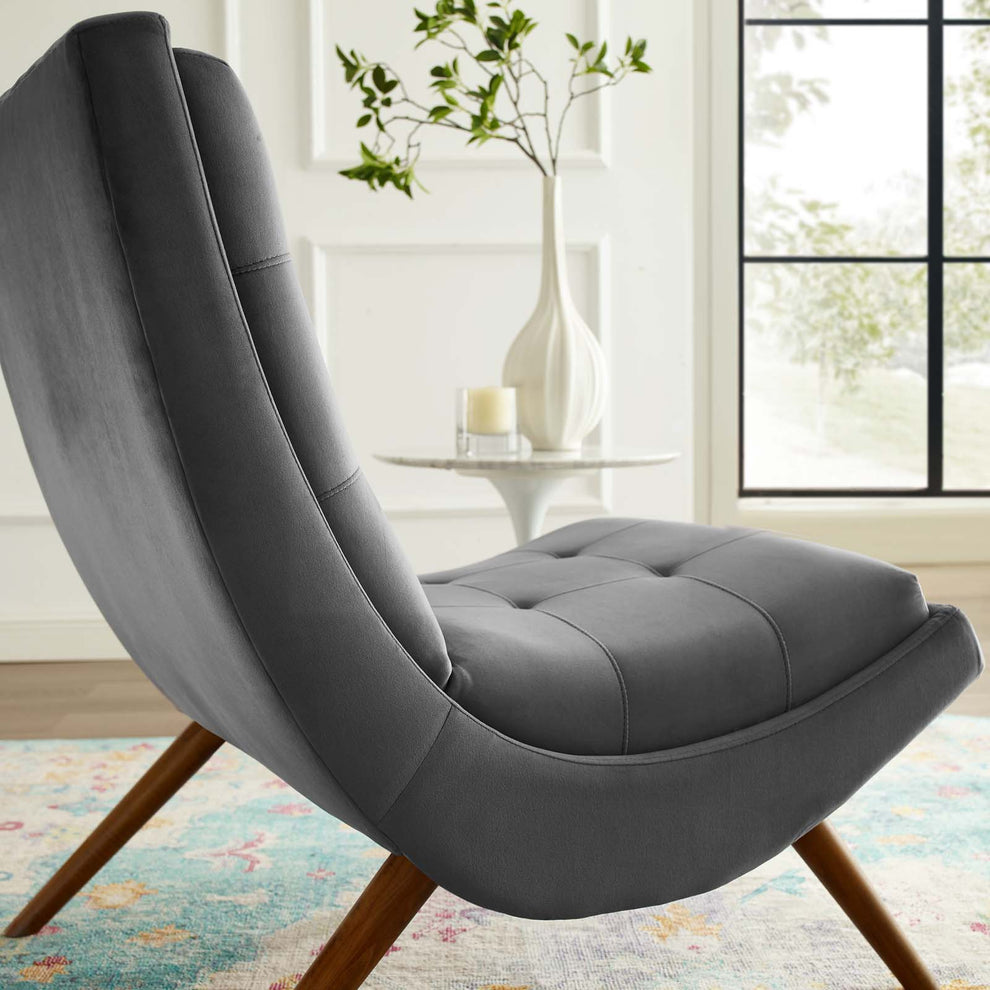 Modway Ramp Upholstered Performance Velvet Lounge Chair and Ottoman Set - EEI-3487 | Lounge Chairs | Modishstore - 3
