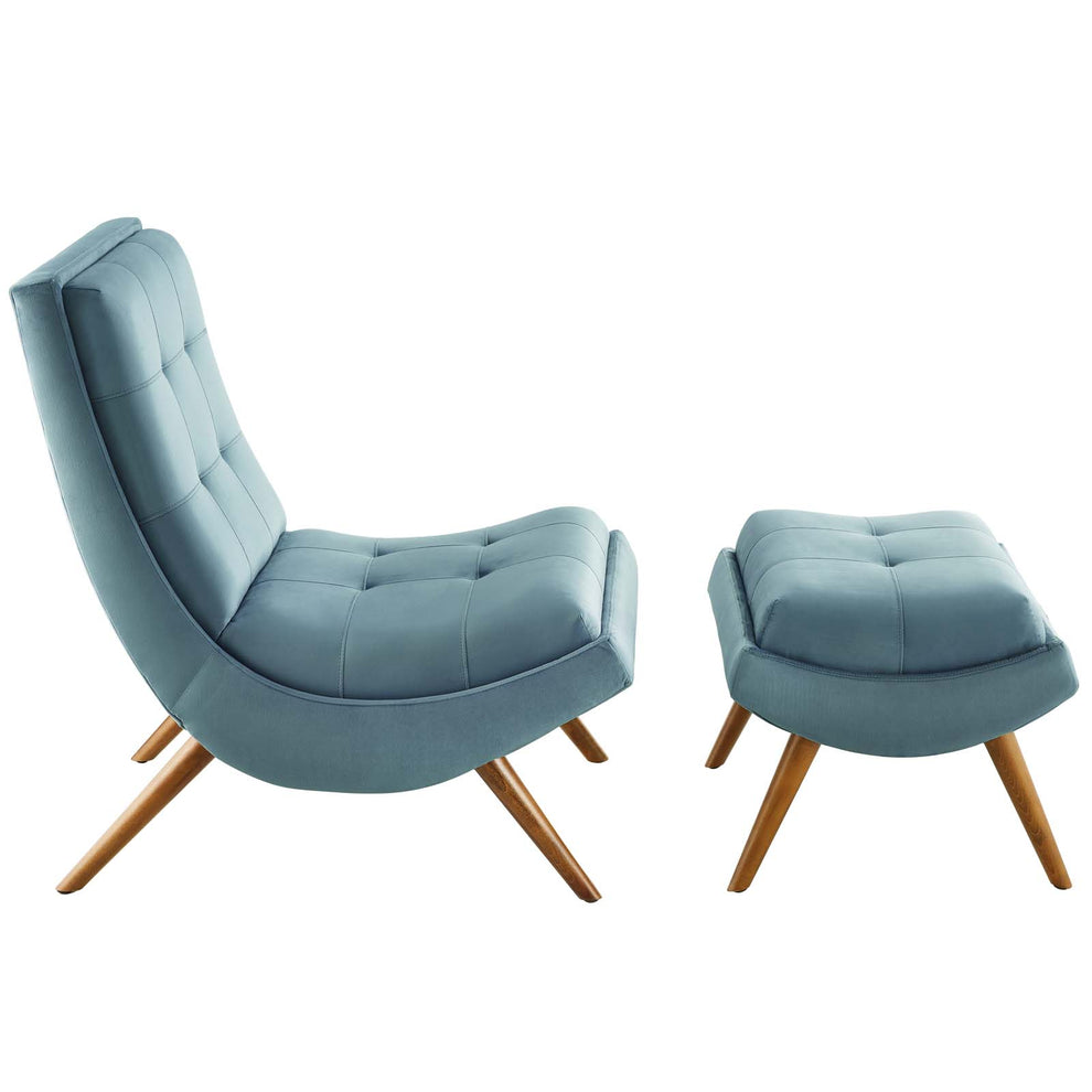 Modway Ramp Upholstered Performance Velvet Lounge Chair and Ottoman Set - EEI-3487 | Lounge Chairs | Modishstore - 20