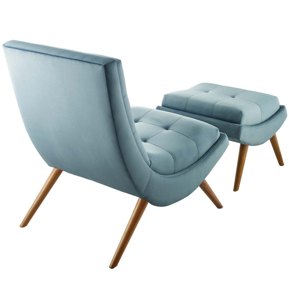 Modway Ramp Upholstered Performance Velvet Lounge Chair and Ottoman Set - EEI-3487 | Lounge Chairs | Modishstore - 17