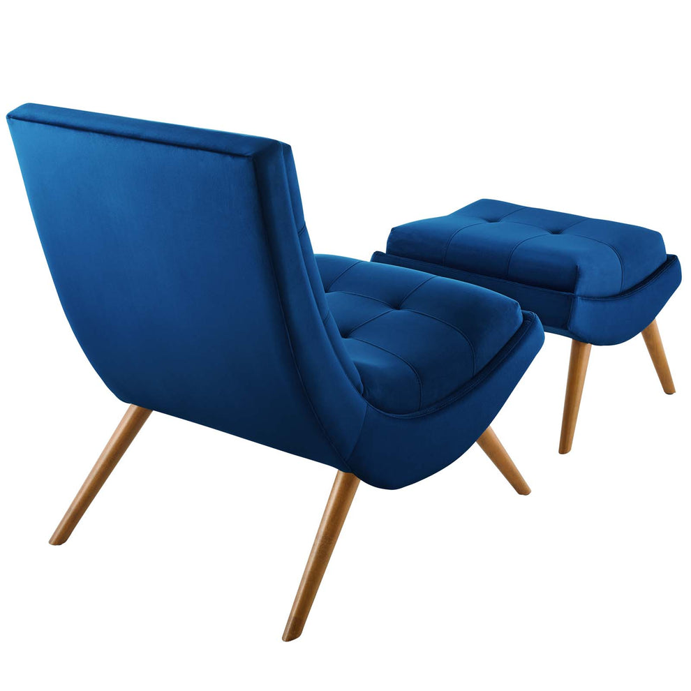 Modway Ramp Upholstered Performance Velvet Lounge Chair and Ottoman Set - EEI-3487 | Lounge Chairs | Modishstore - 13