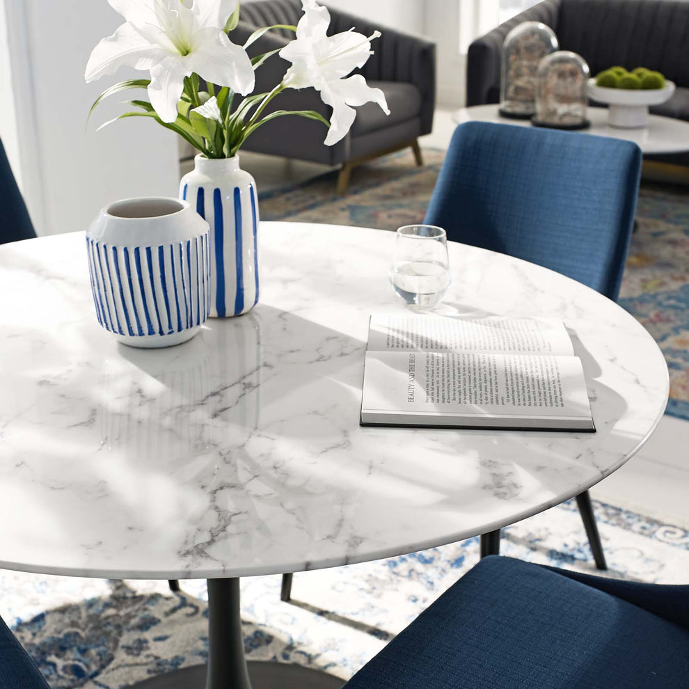Modway Lippa 47" Round Artificial Marble Dining Table-EEI-3527 - EEI-3527 | Dining Tables | Modishstore - 4