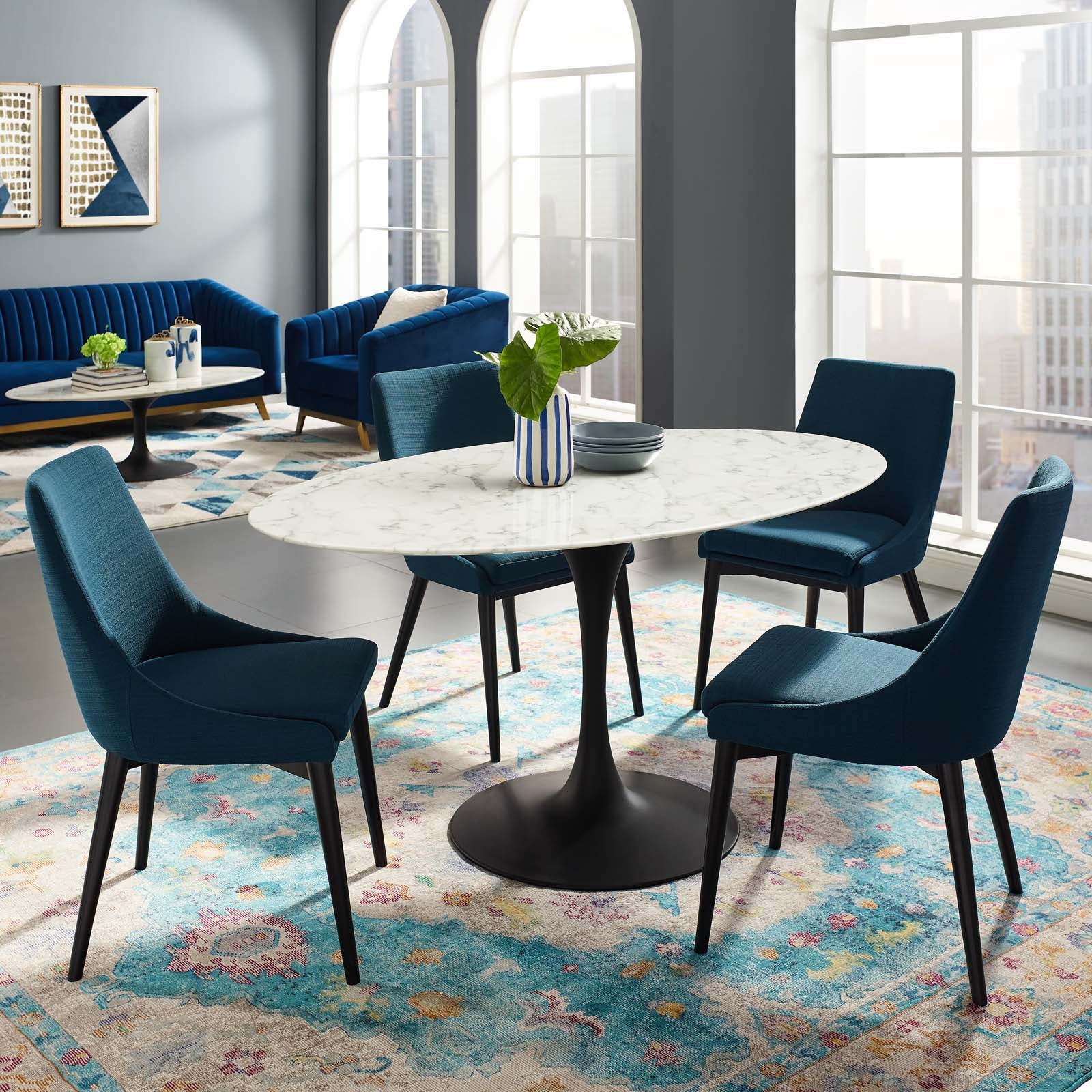 Modway Lippa 60" Oval Artificial Marble Dining Table - EEI-3531 | Dining Tables | Modishstore - 1
