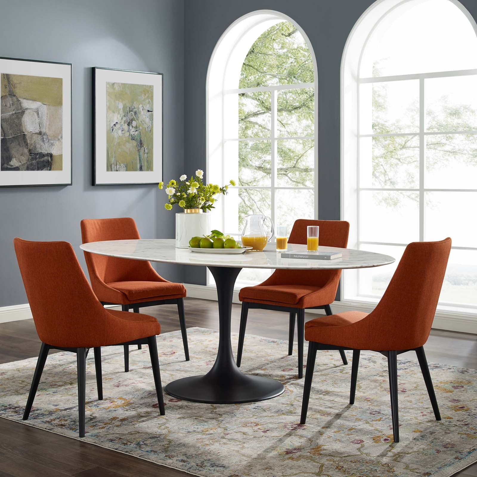 Modway Lippa 78" Oval Artificial Marble Dining Table - EEI-3542 | Dining Tables | Modishstore - 1