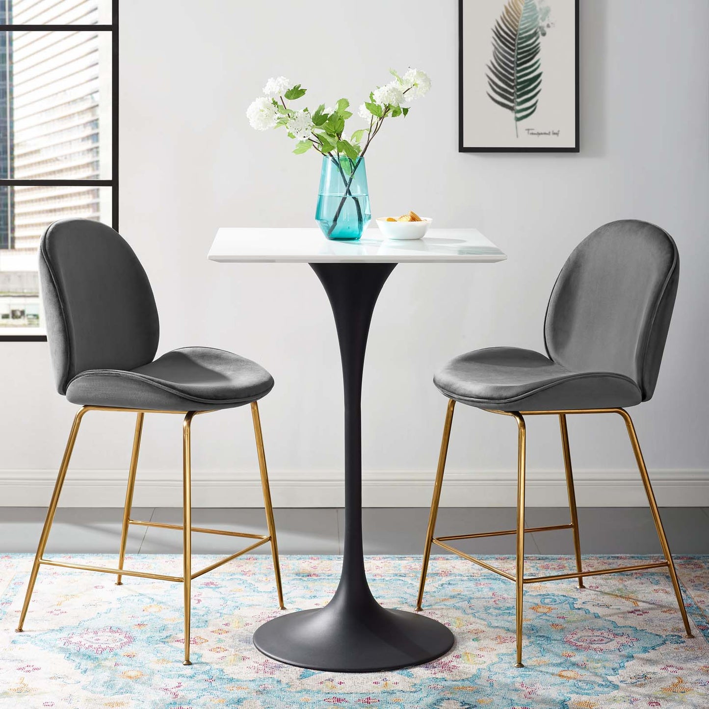 Modway Lippa 28" Square Wood Top Bar Table in White - EEI-3546 | Bar Tables | Modishstore - 1