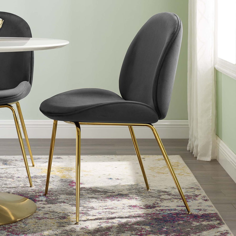 Modway Scoop Gold Stainless Steel Leg Performance Velvet Dining Chair - EEI-3548 | Dining Chairs | Modishstore - 1