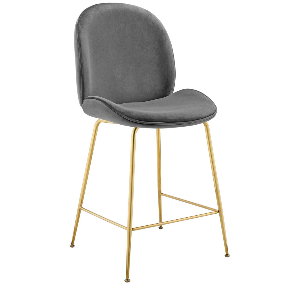 Modway Scoop Gold Stainless Steel Leg Performance Velvet Counter Stool - EEI-3549 | Counter Stools | Modishstore - 7