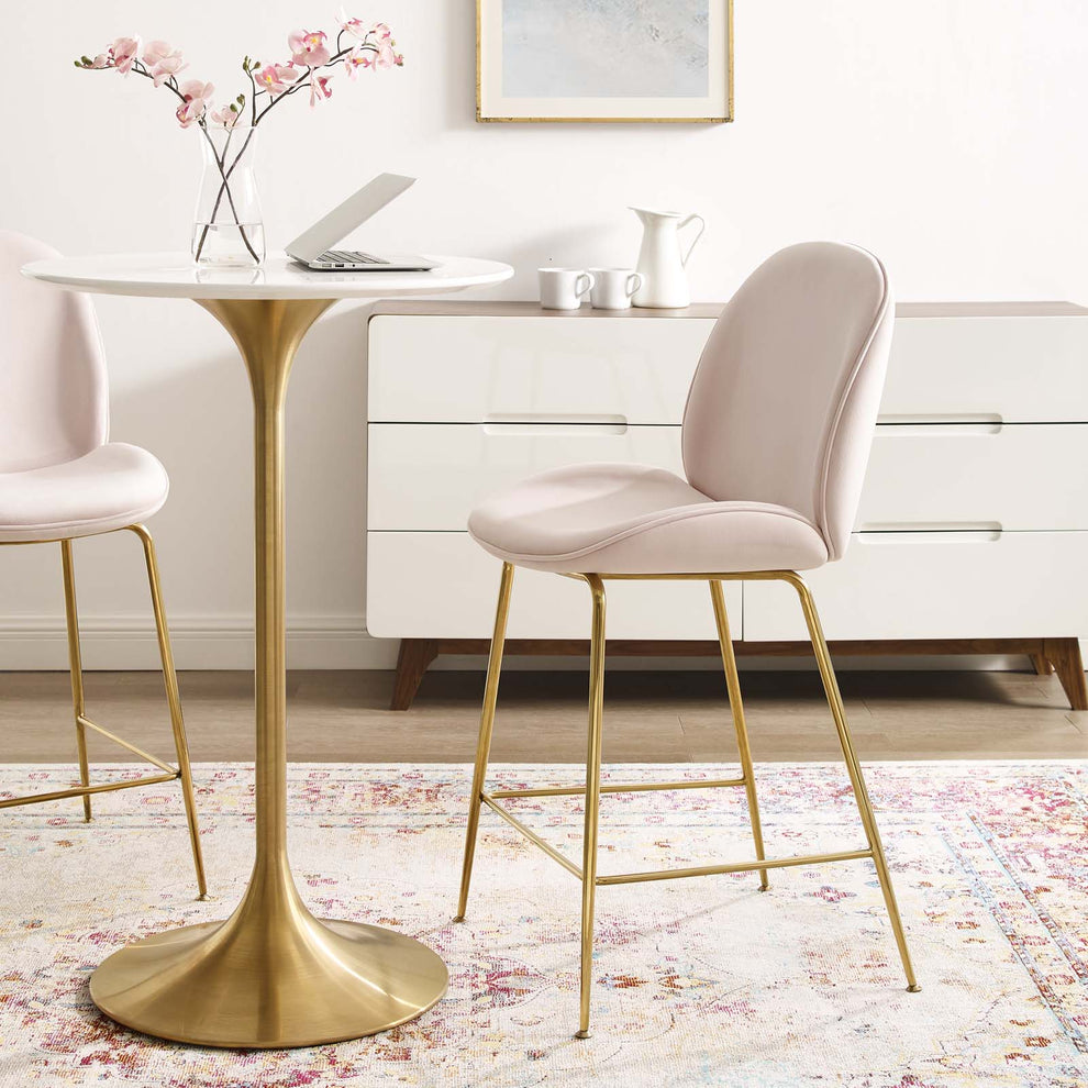 Modway Scoop Gold Stainless Steel Leg Performance Velvet Counter Stool - EEI-3549 | Counter Stools | Modishstore - 1