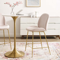 Modway Scoop Gold Stainless Steel Leg Performance Velvet Counter Stool - EEI-3549