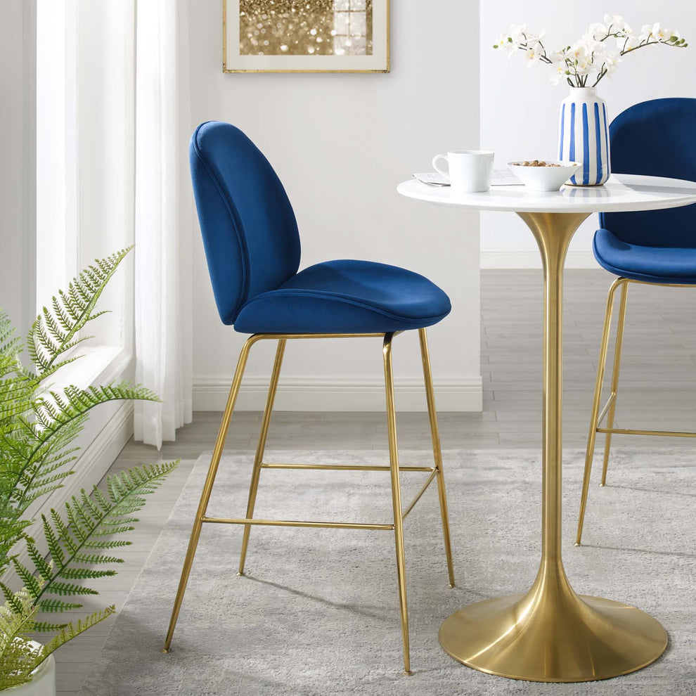 Modway Scoop Gold Stainless Steel Leg Performance Velvet Bar Stool - EEI-3550 | Bar Stools | Modishstore - 7