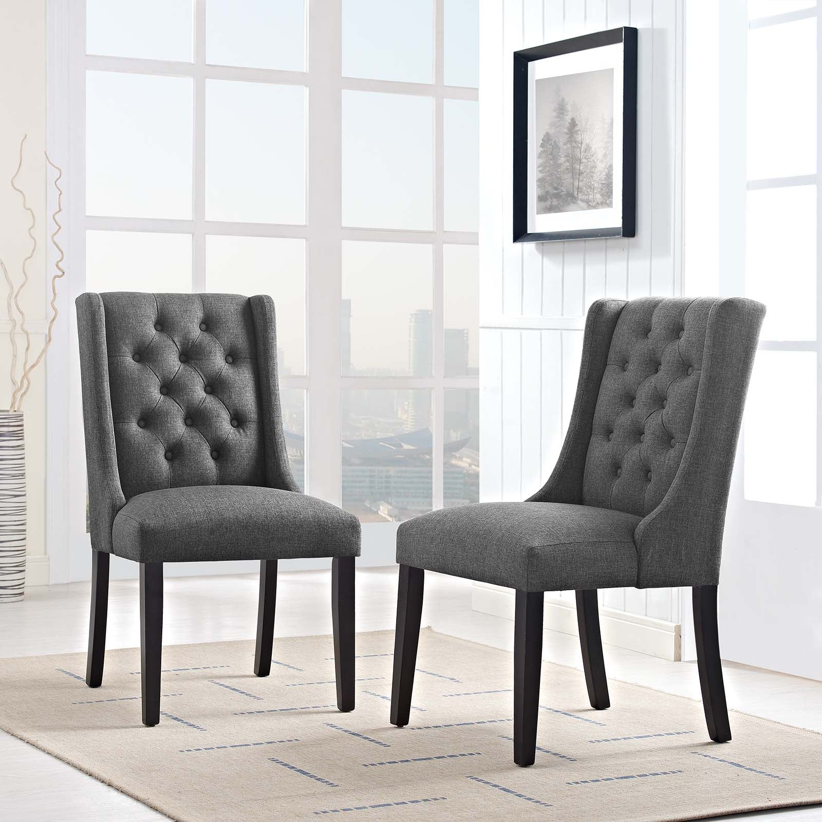 Modway Baronet Dining Chair Fabric Set of 2 | Dining Chairs | Modishstore-11