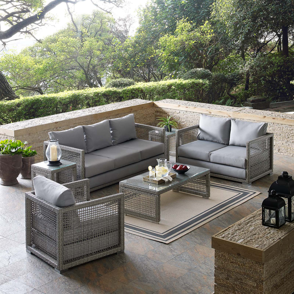 Modway Aura 6 Piece Outdoor Patio Wicker Rattan Set - EEI-3559 | Outdoor Sofas, Loveseats & Sectionals | Modishstore - 1
