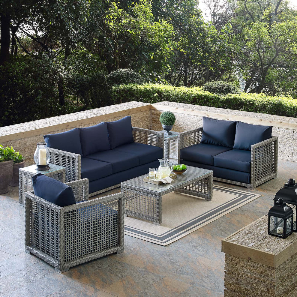 Modway Aura 6 Piece Outdoor Patio Wicker Rattan Set - EEI-3559 | Outdoor Sofas, Loveseats & Sectionals | Modishstore - 18