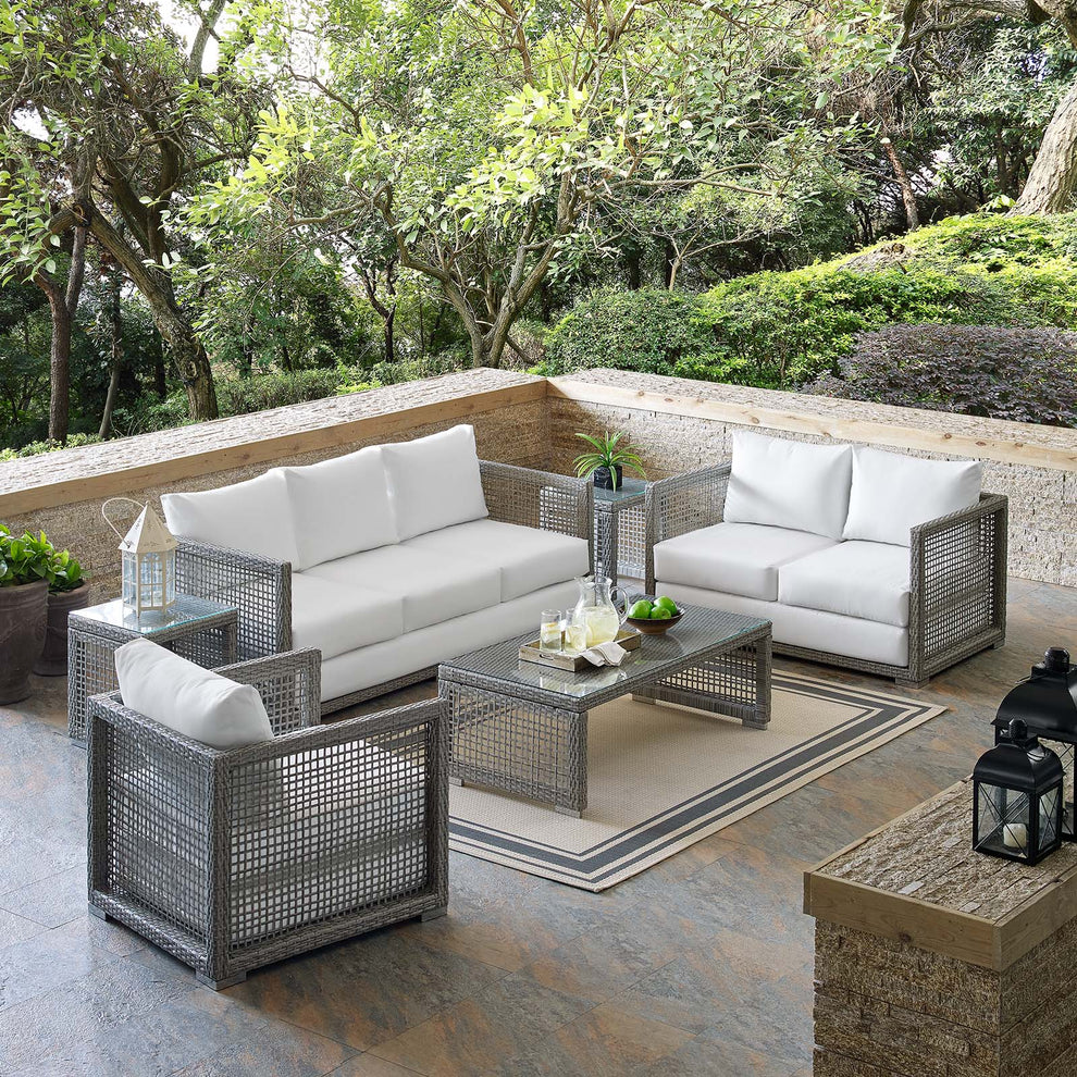 Modway Aura 6 Piece Outdoor Patio Wicker Rattan Set - EEI-3559 | Outdoor Sofas, Loveseats & Sectionals | Modishstore - 26
