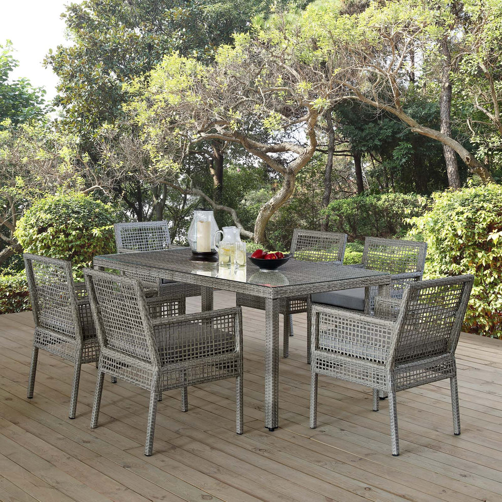 Modway Aura 7 Piece Outdoor Patio Wicker Rattan Set - EEI-3560 | Outdoor Dining Sets | Modishstore - 1