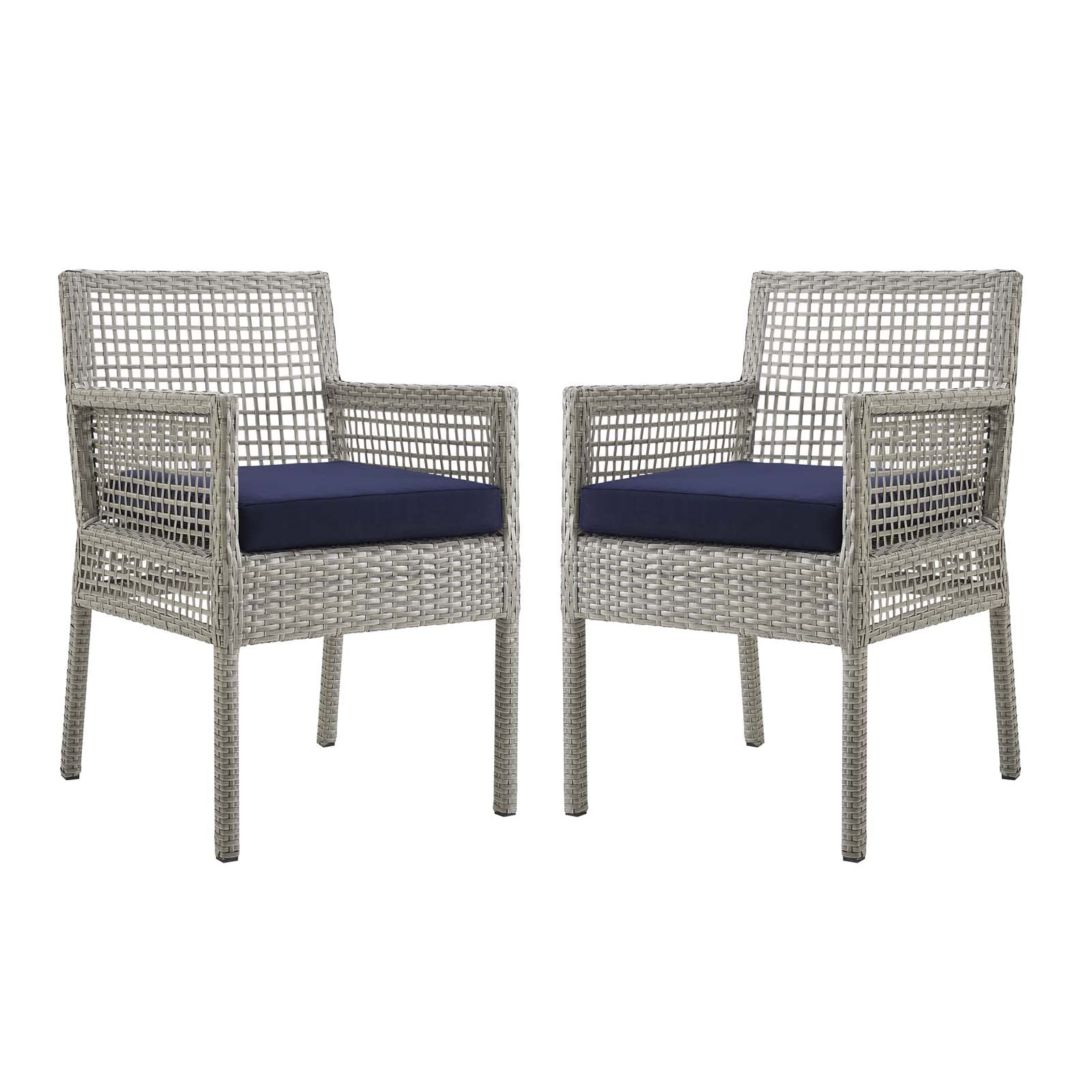 Modway Aura Dining Armchair Outdoor Patio Wicker Rattan Set of 2 - EEI-3561 | Outdoor Chairs | Modishstore - 1