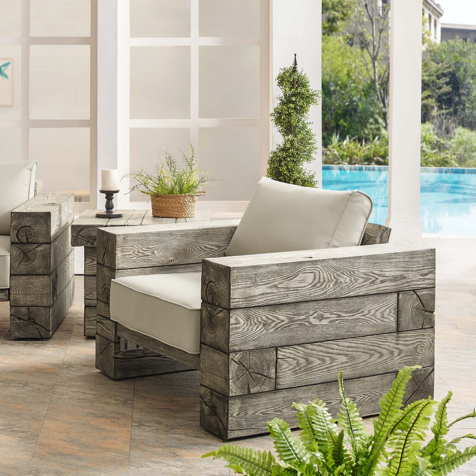 Modway Manteo Rustic Coastal Outdoor Patio Sunbrella  Lounge Armchair - EEI-3564 | Armchairs | Modishstore - 1