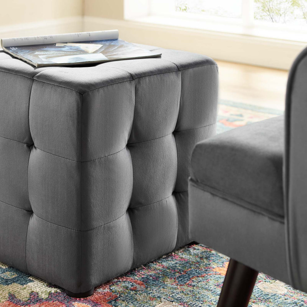 Modway Contour Tufted Cube Performance Velvet Ottoman - EEI-3577 | Ottomans | Modishstore - 5