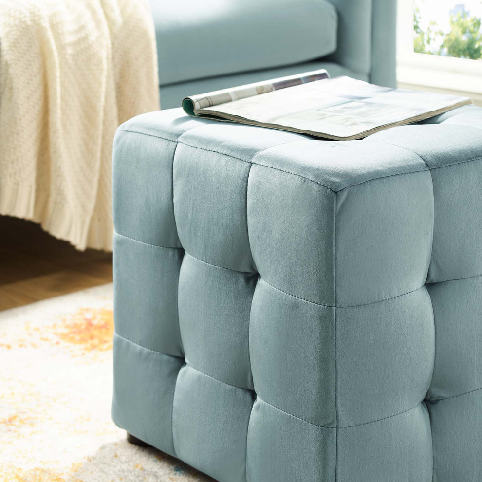 Modway Contour Tufted Cube Performance Velvet Ottoman - EEI-3577 | Ottomans | Modishstore - 14