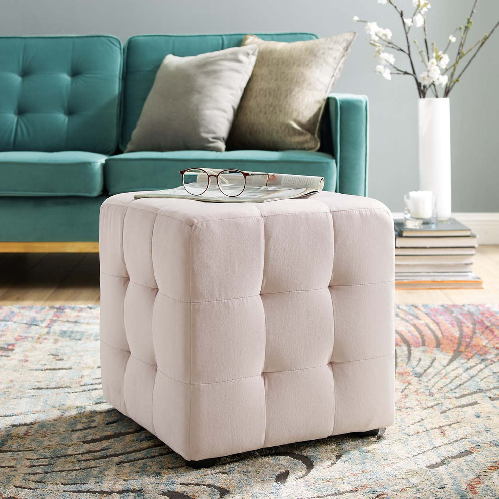 Modway Contour Tufted Cube Performance Velvet Ottoman - EEI-3577 | Ottomans | Modishstore - 20