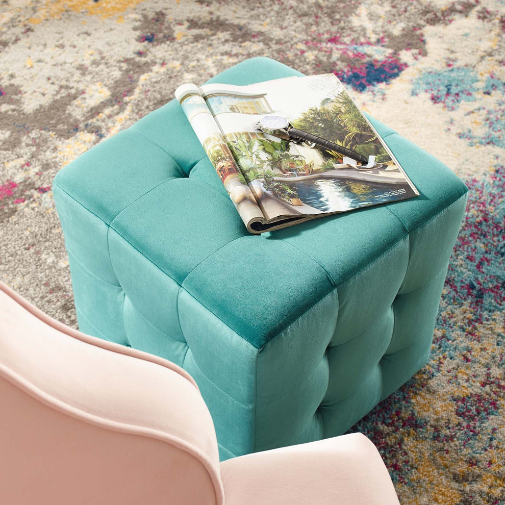 Modway Contour Tufted Cube Performance Velvet Ottoman - EEI-3577 | Ottomans | Modishstore - 25