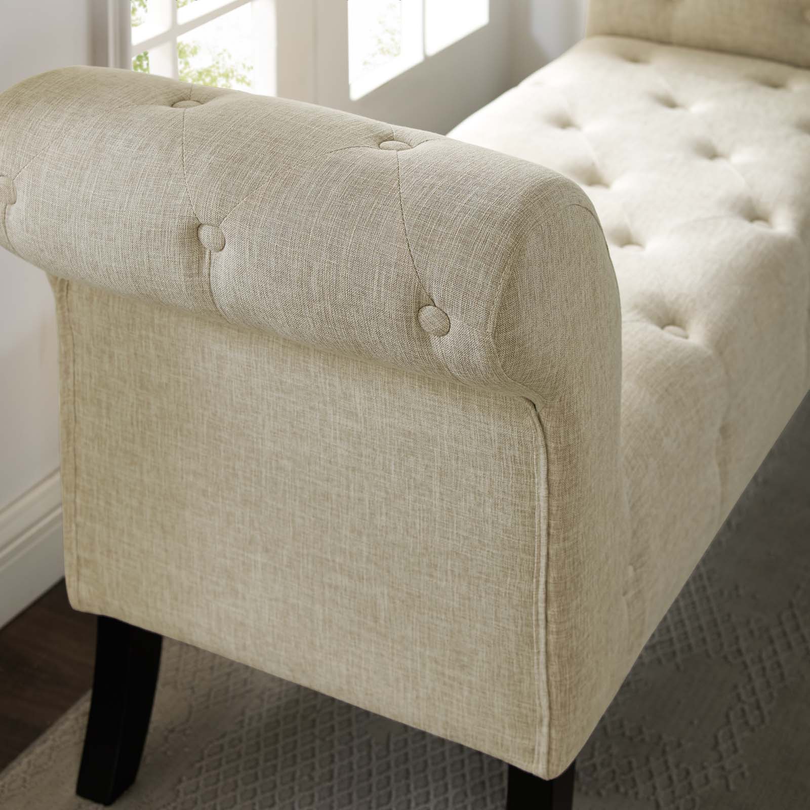 Modway Evince Button Tufted Accent Upholstered Fabric Bench | Stools & Benches | Modishstore-6