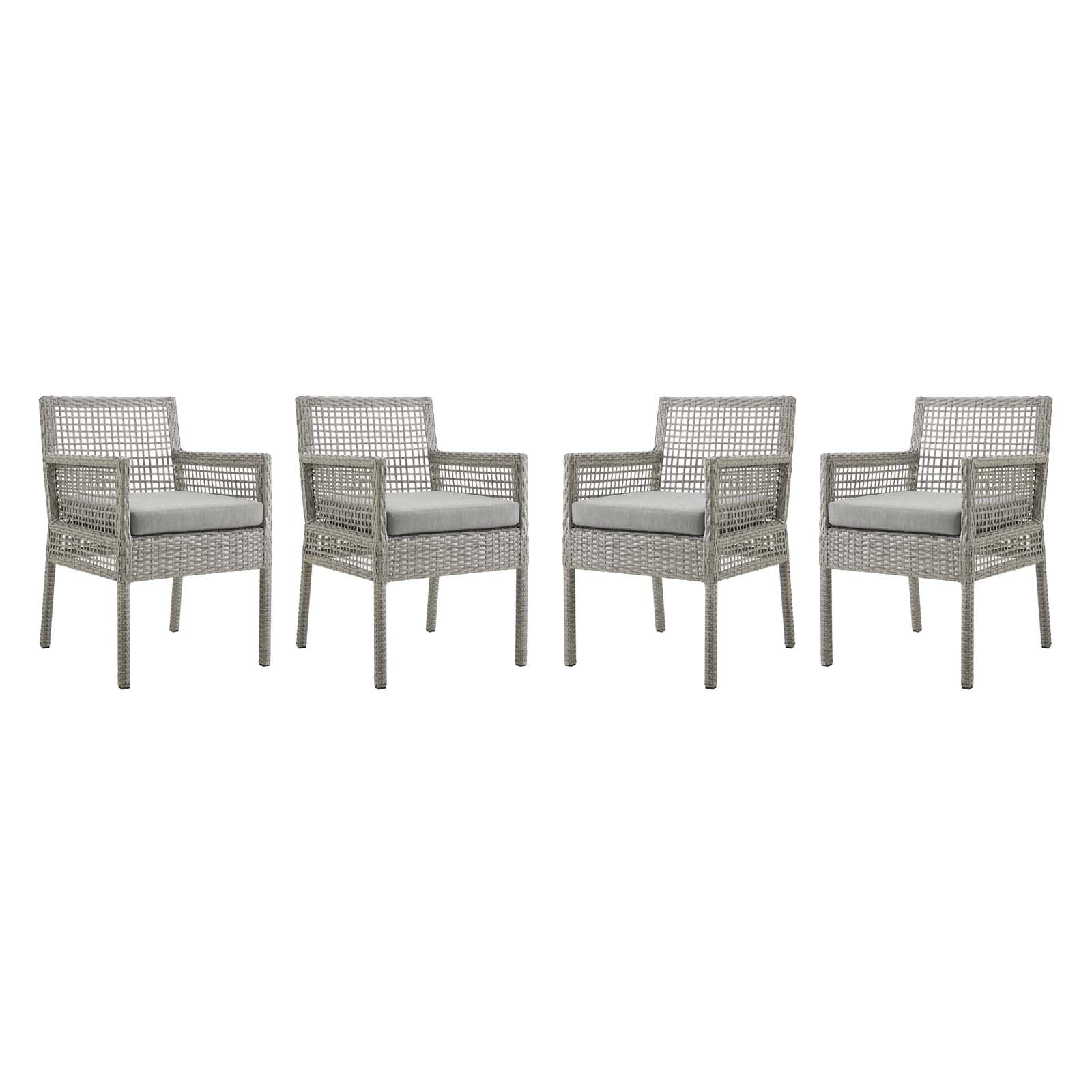 Modway Aura Dining Armchair Outdoor Patio Wicker Rattan Set of 4 | Dining Chairs | Modishstore-9