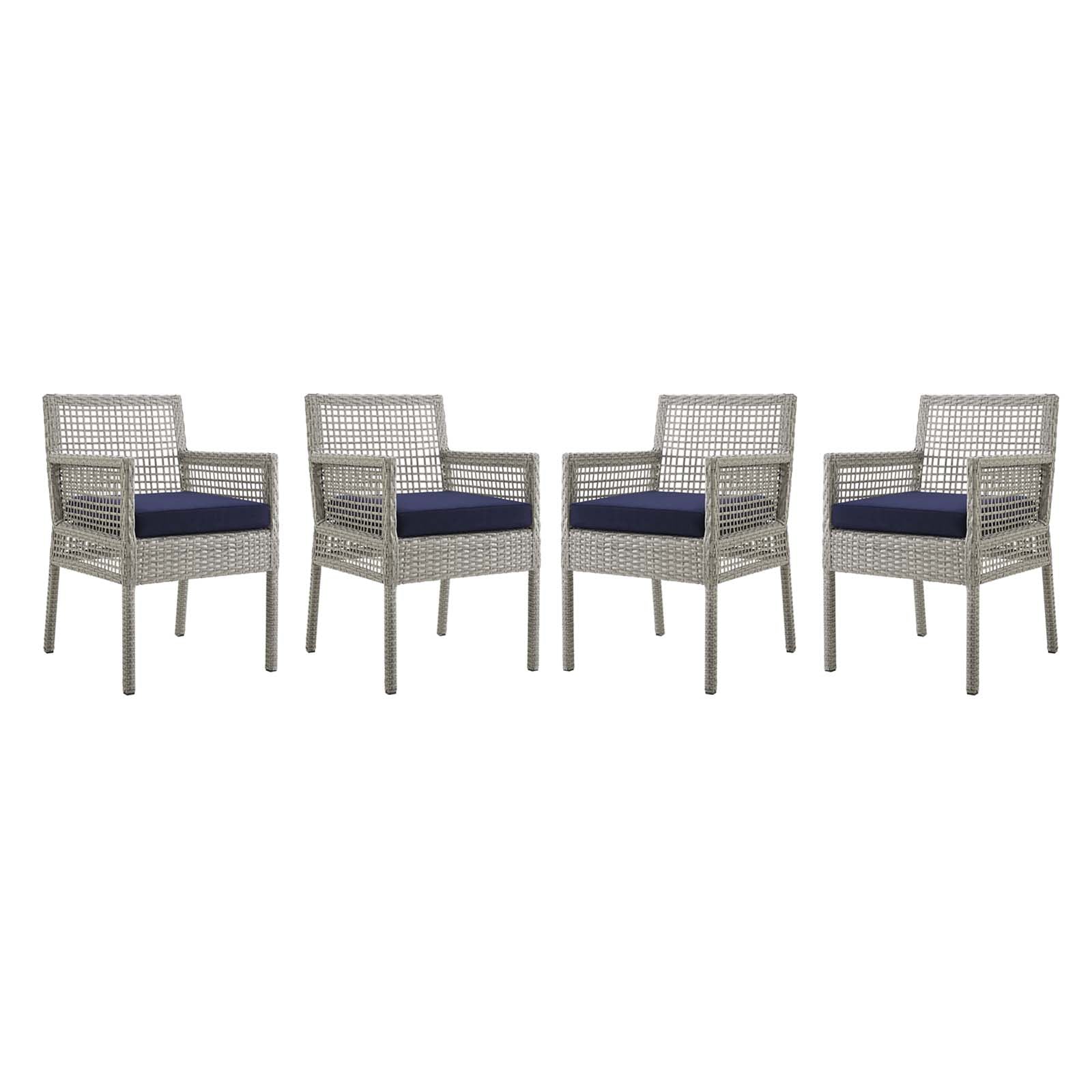 Modway Aura Dining Armchair Outdoor Patio Wicker Rattan Set of 4 | Dining Chairs | Modishstore