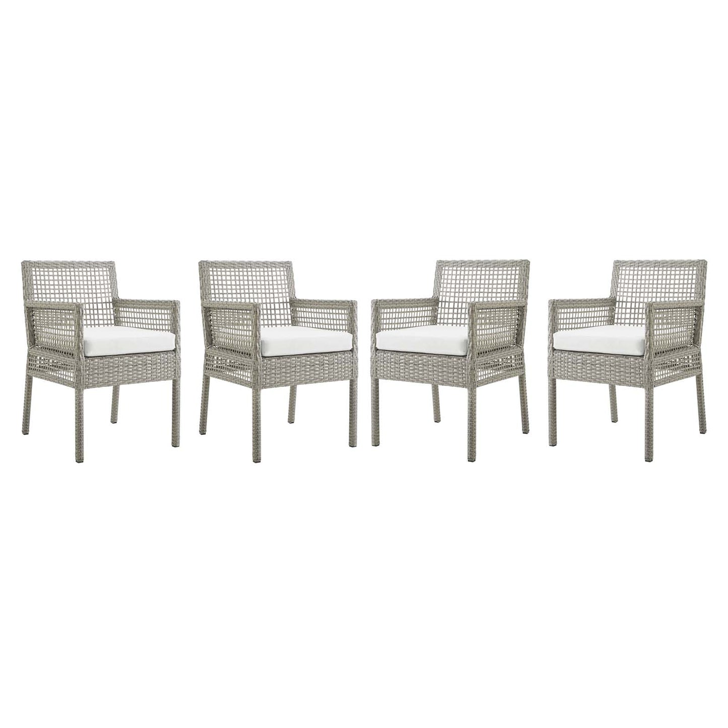 Modway Aura Dining Armchair Outdoor Patio Wicker Rattan Set of 4 | Dining Chairs | Modishstore-15