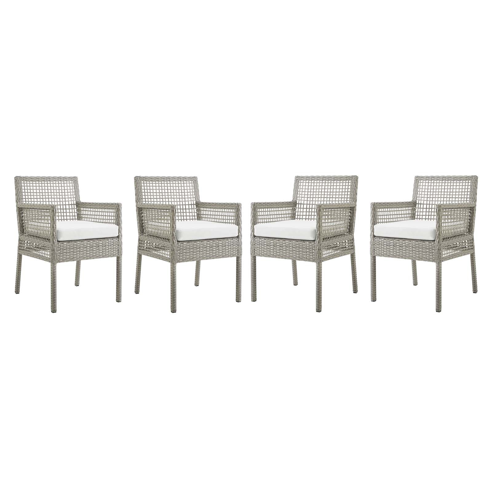 Modway Aura Dining Armchair Outdoor Patio Wicker Rattan Set of 4 | Dining Chairs | Modishstore-15