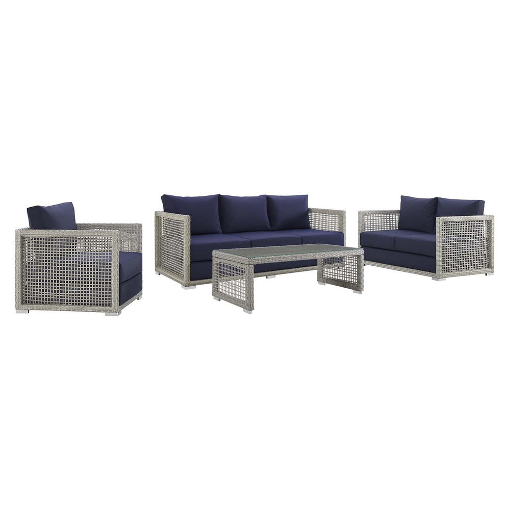 Modway Aura 4 Piece Outdoor Patio Wicker Rattan Set - EEI-3596 | Outdoor Sofas, Loveseats & Sectionals | Modishstore - 1