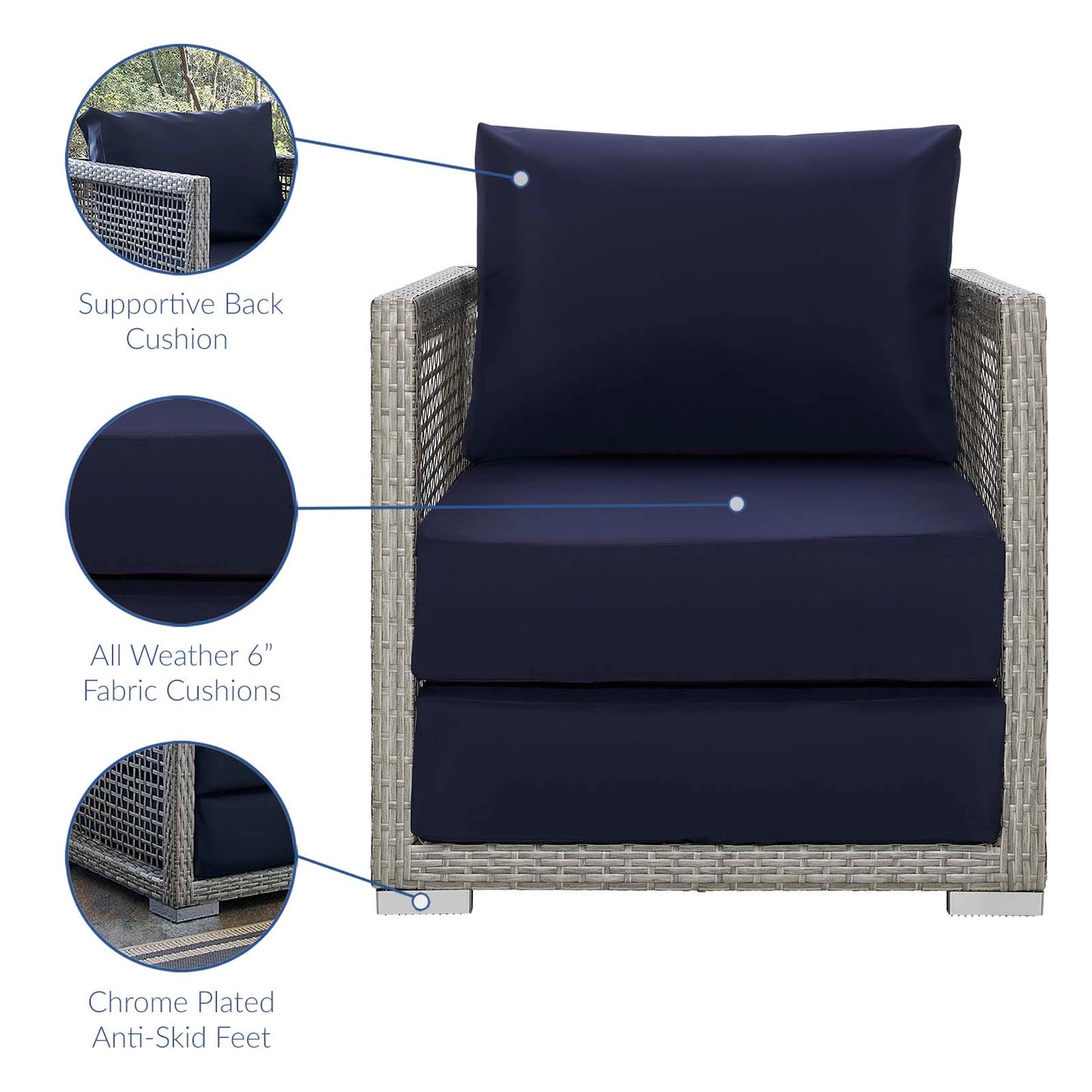 Modway Aura Three Piece Outdoor Patio Wicker Rattan Set | Outdoor Chairs | Modishstore-10