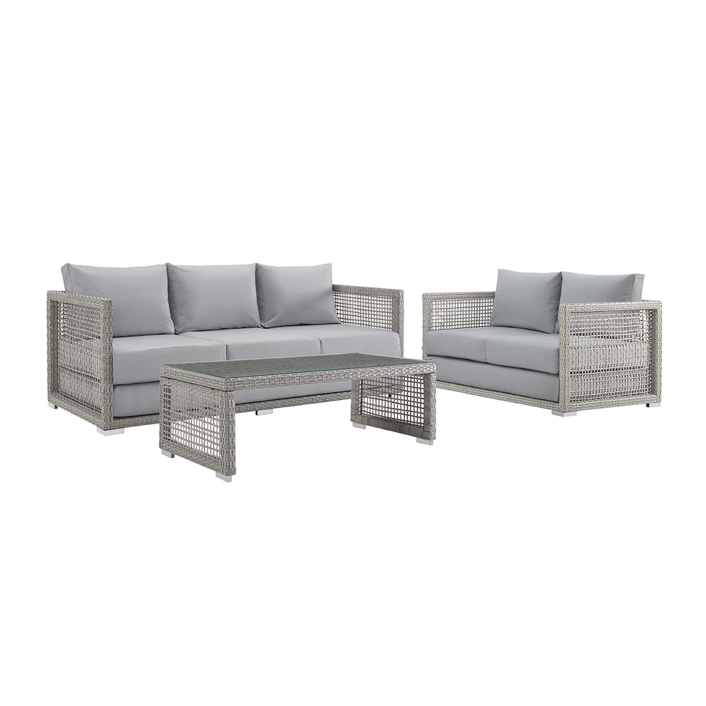 Modway Aura 3 Piece Outdoor Patio Wicker Rattan Set - EEI-3598 | Outdoor Sofas, Loveseats & Sectionals | Modishstore - 1