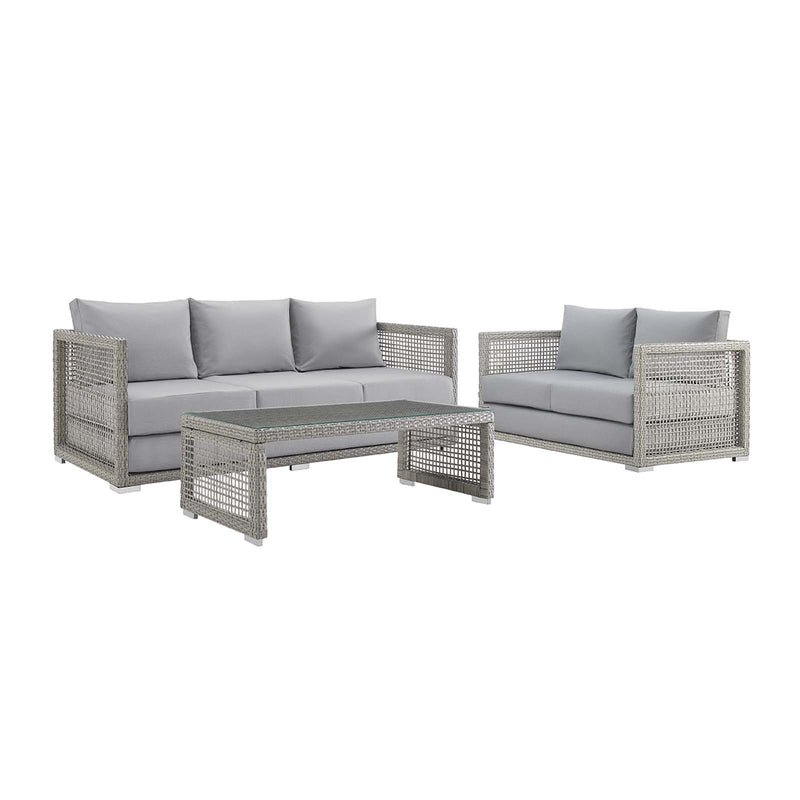 Modway Aura 3 Piece Outdoor Patio Wicker Rattan Set - EEI-3598 | Outdoor Sofas, Loveseats & Sectionals | Modishstore - 1