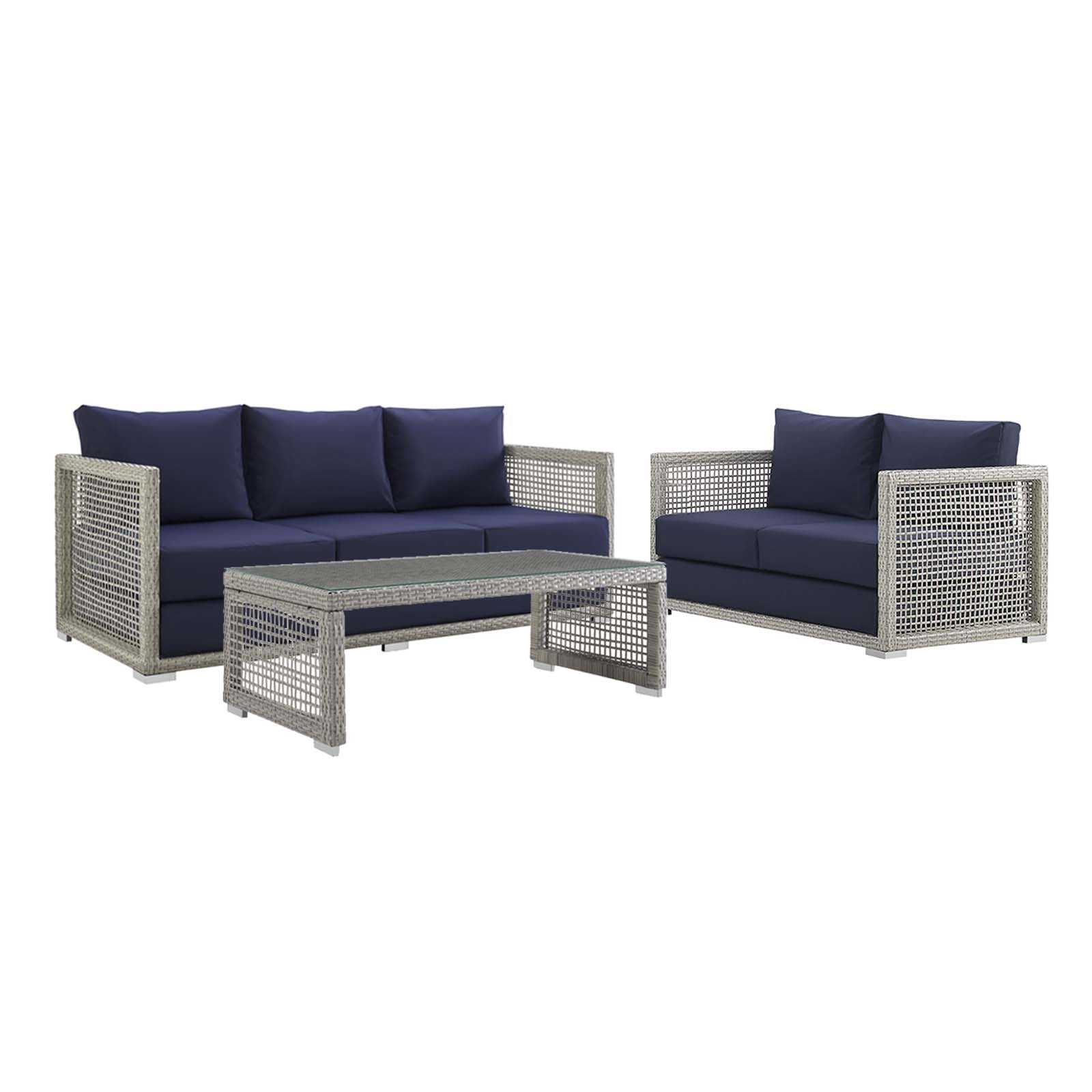 Modway Aura 3 Piece Outdoor Patio Wicker Rattan Set - EEI-3598 | Outdoor Sofas, Loveseats & Sectionals | Modishstore - 8