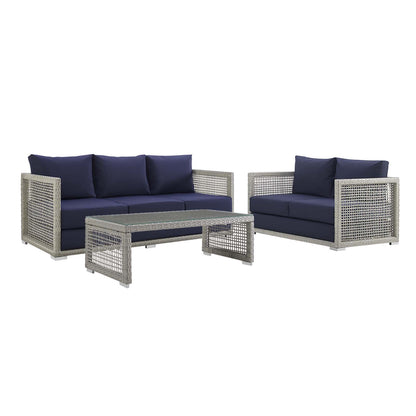 Modway Aura 3 Piece Outdoor Patio Wicker Rattan Set - EEI-3598 | Outdoor Sofas, Loveseats & Sectionals | Modishstore - 8