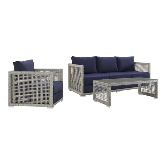 Aura 3 Piece Outdoor Patio Wicker Rattan Set by Modway | Outdoor Sofas, Loveseats & Sectionals | Modishstore