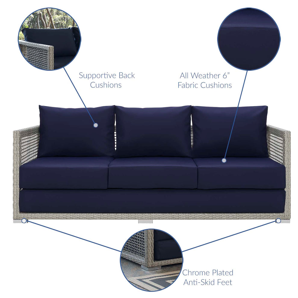Aura 3 Piece Outdoor Patio Wicker Rattan Set by Modway - EEI-3599 | Outdoor Sofas, Loveseats & Sectionals | Modishstore - 7