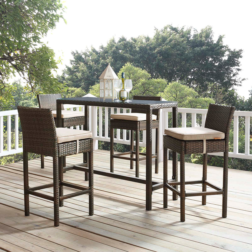 Modway Conduit Bar Stool Outdoor Patio Wicker Rattan Set of 4 - EEI-3601 | Bar Stools | Modishstore - 58