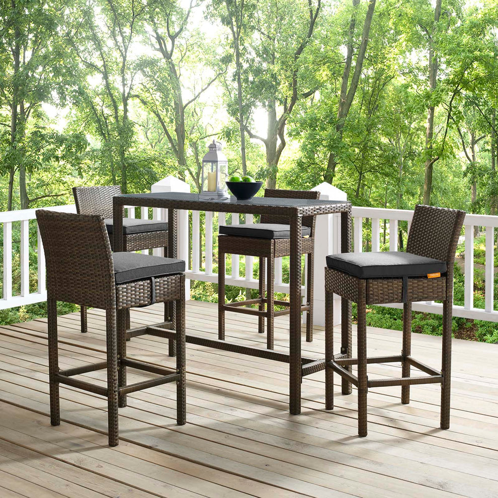 Modway Conduit Bar Stool Outdoor Patio Wicker Rattan Set of 4 - EEI-3601 | Bar Stools | Modishstore - 11