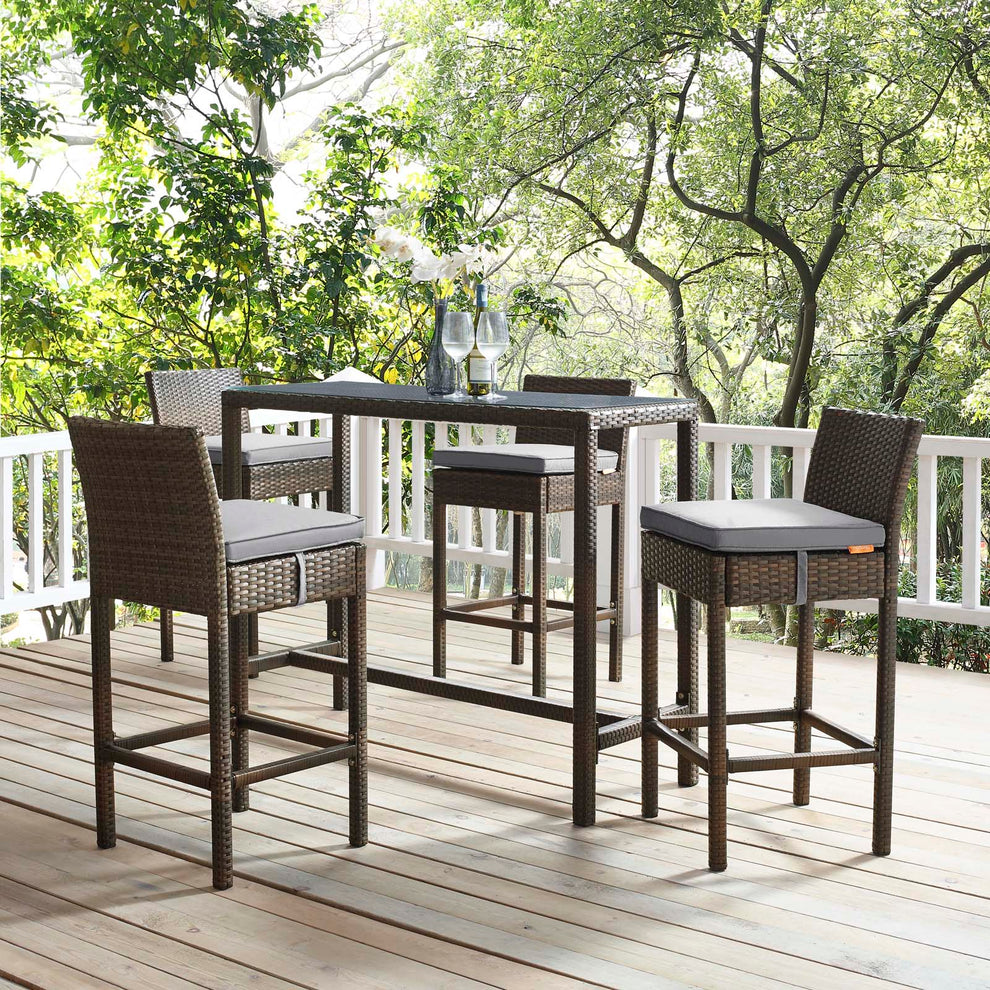 Modway Conduit Bar Stool Outdoor Patio Wicker Rattan Set of 4 - EEI-3601 | Bar Stools | Modishstore - 55