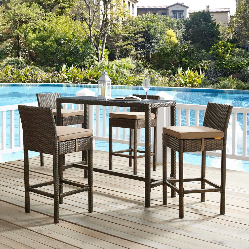 Modway Conduit Bar Stool Outdoor Patio Wicker Rattan Set of 4 - EEI-3601 | Bar Stools | Modishstore - 59