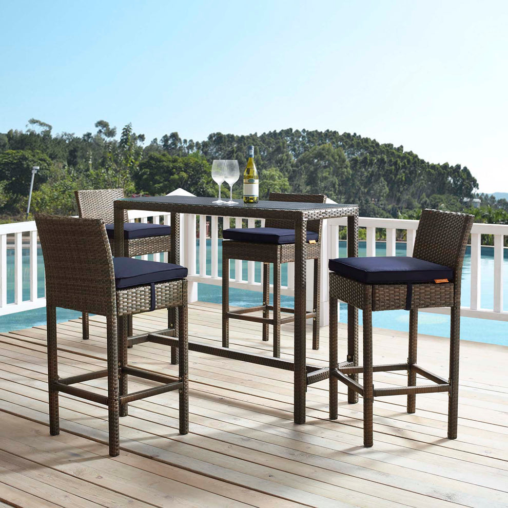 Modway Conduit Bar Stool Outdoor Patio Wicker Rattan Set of 4 - EEI-3601 | Bar Stools | Modishstore - 48