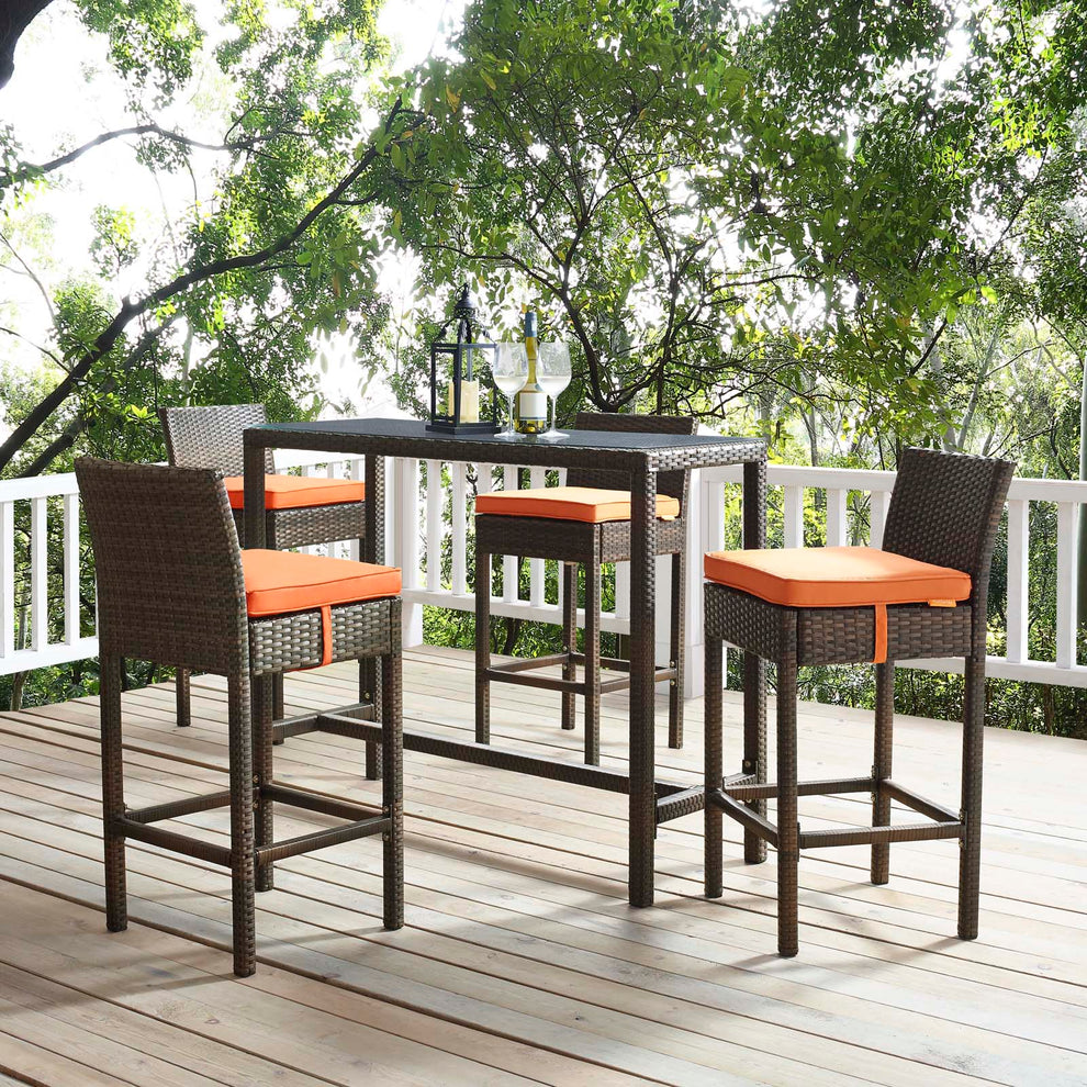 Modway Conduit Bar Stool Outdoor Patio Wicker Rattan Set of 4 - EEI-3601 | Bar Stools | Modishstore - 52