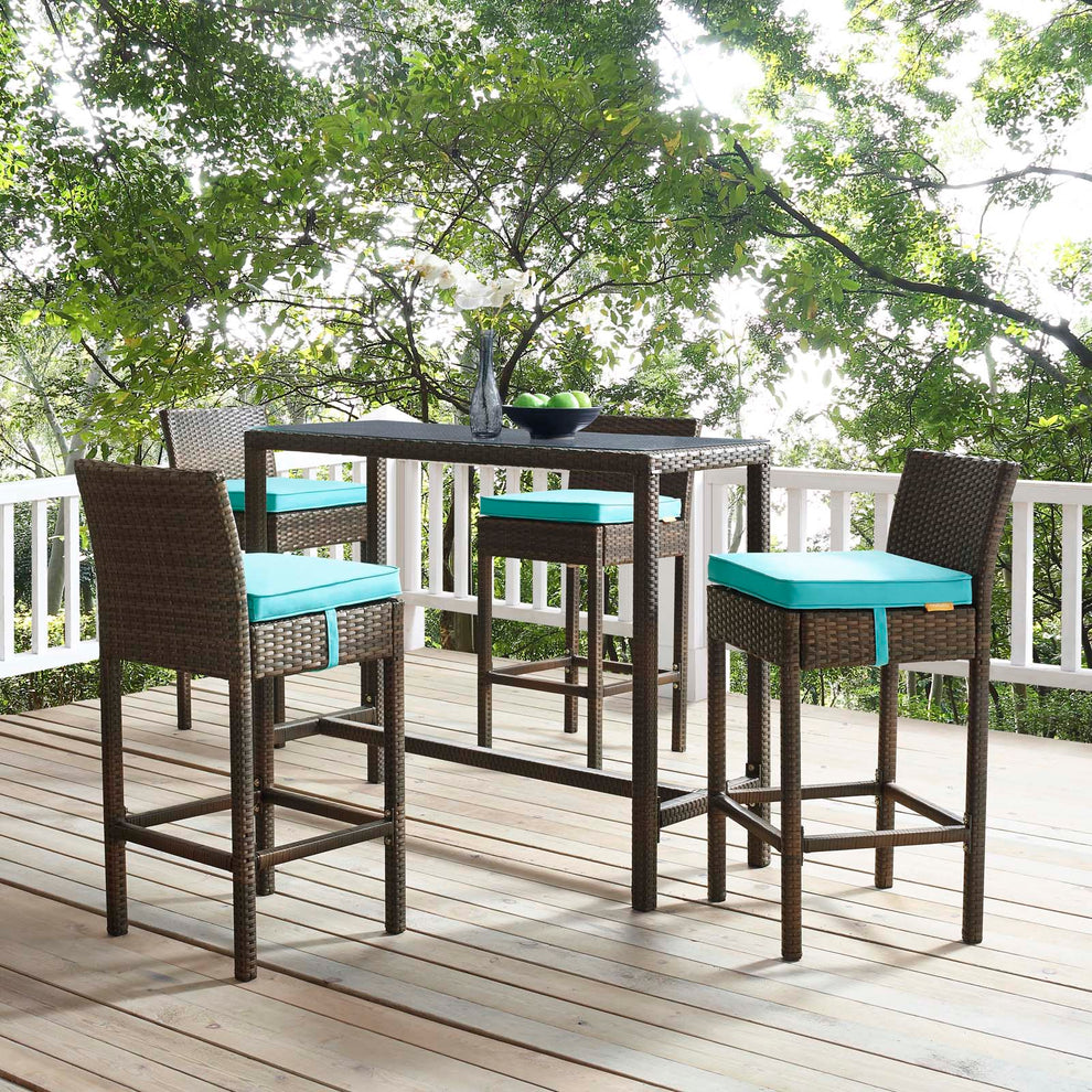 Modway Conduit Bar Stool Outdoor Patio Wicker Rattan Set of 4 - EEI-3601 | Bar Stools | Modishstore - 1