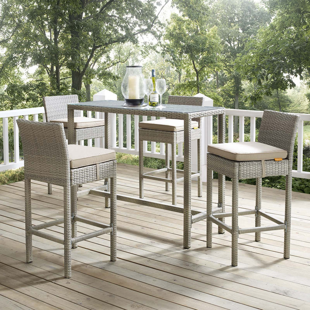 Modway Conduit Bar Stool Outdoor Patio Wicker Rattan Set of 4-EEI-3602 - EEI-3602 | Bar Stools | Modishstore - 1