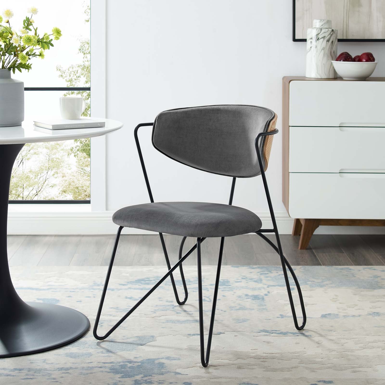 Modway Prevail Black Frame Dining and Accent Performance Velvet Chair - EEI-3605 | Dining Chairs | Modishstore - 1