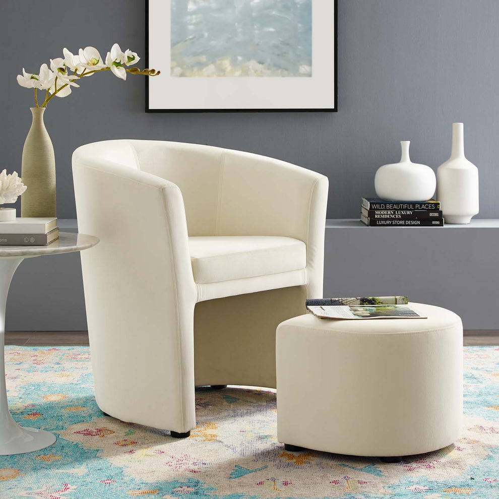 Modway Divulge Performance Velvet Arm Chair and Ottoman Set - EEI-3607 | Armchairs | Modishstore - 1