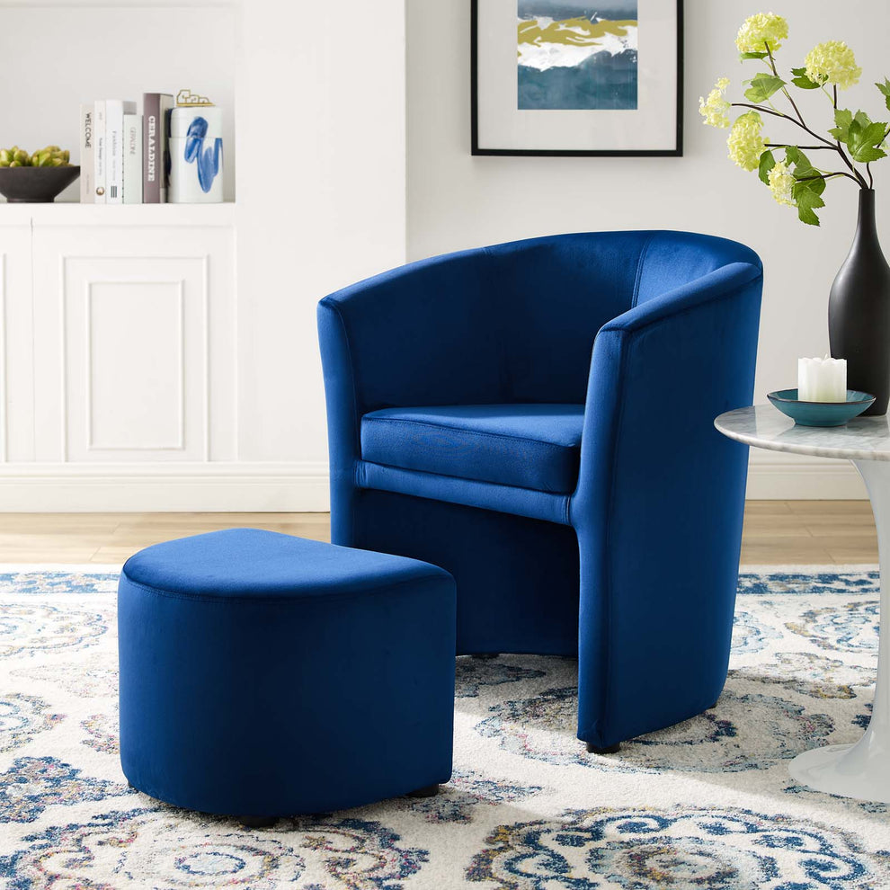 Modway Divulge Performance Velvet Arm Chair and Ottoman Set - EEI-3607 | Armchairs | Modishstore - 8
