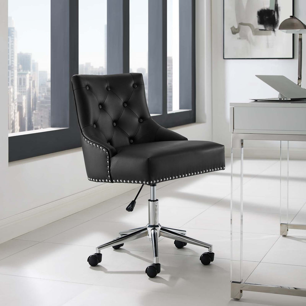 Modway Regent Tufted Button Swivel Faux Leather Office Chair - EEI-3608 | Office Chairs | Modishstore - 1